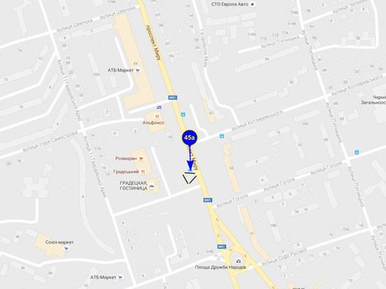 Схема рекламной плоскости по адресу просп. Мира, 68 (отель Градецкий) (сторона А)