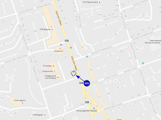 Схема рекламной плоскости по адресу просп. Мира, 68 (отель Градецкий) (сторона B)