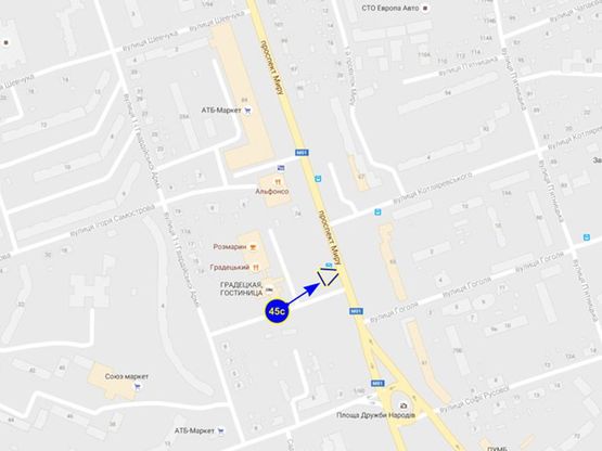 Схема рекламної площини за адресою просп. Мира, 68 (отель Градецкий) (сторона C)