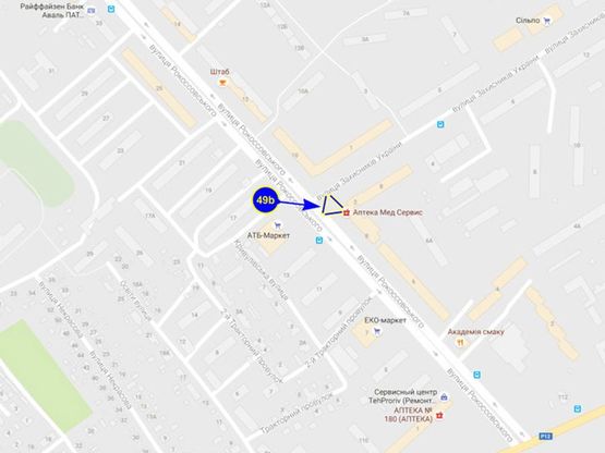 Схема рекламной плоскости по адресу ул. Рокоссовского х ул. Одинцова (сторона B)