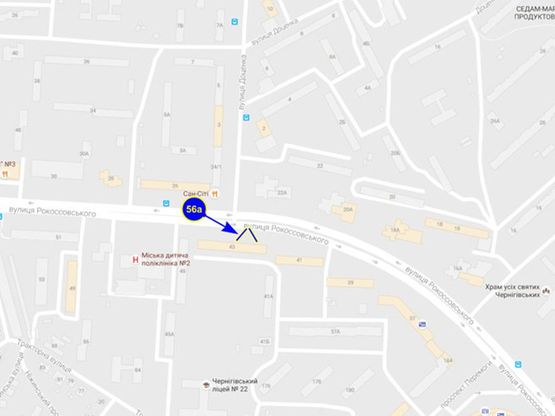 Схема рекламной плоскости по адресу ул. Рокоссовского х ул. Доценко (сторона A)