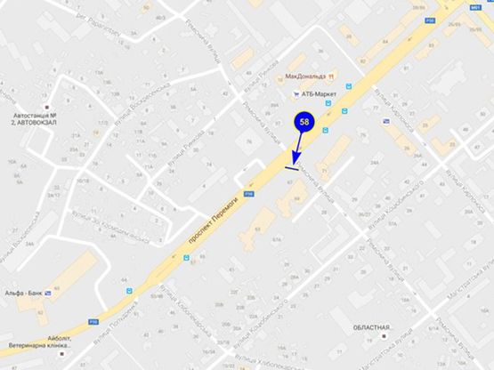 Схема рекламної площини за адресою просп. Победы х ул.Комсомольская