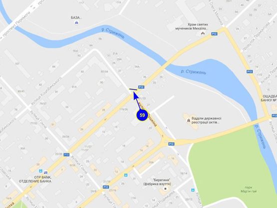 Схема рекламної площини за адресою ул. Гетьмана Полуботка х ул. Пушкина