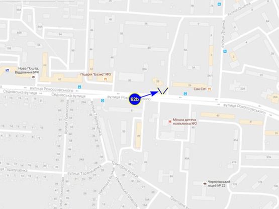 Схема рекламної площини за адресою ул. Рокоссовского, 24 (сторона B)