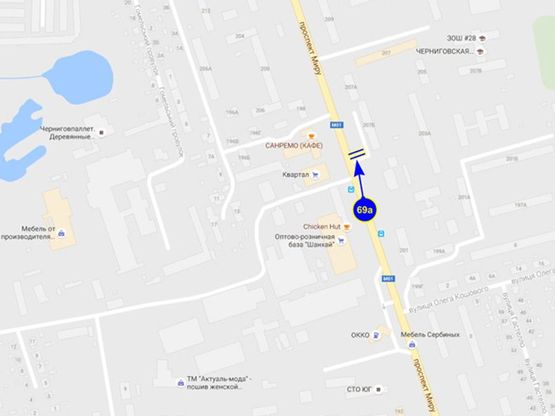 Схема рекламної площини за адресою просп. Мира 207 (сторона А)