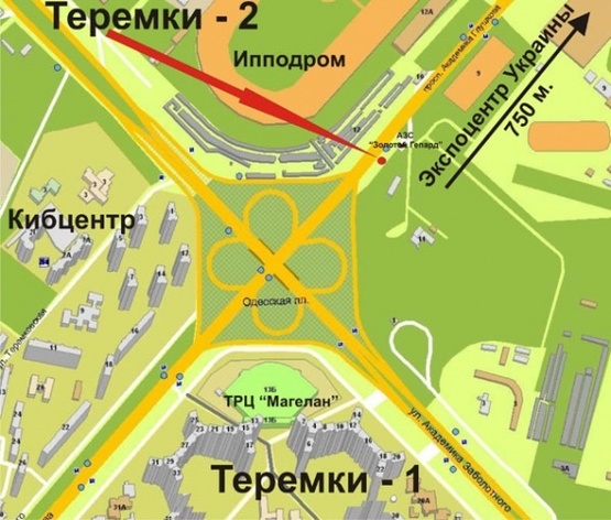 Схема рекламной плоскости по адресу Одесская пл./пр.Глушкова - въезд в город