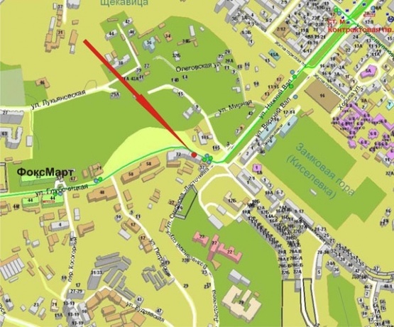 Схема рекламной плоскости по адресу ул.Глубочицкая/Н.Вал - в центр