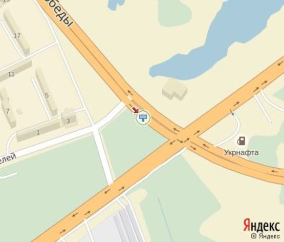 Схема рекламной плоскости по адресу Победы пр. (район поворота на 50-летия СССР пр.)