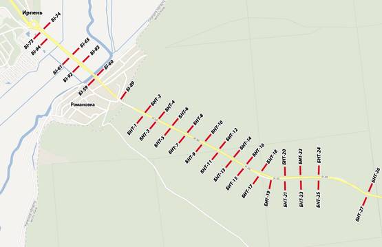 Схема рекламной плоскости по адресу въезд в Ирпень с Ирпенской трассы, перед кругом