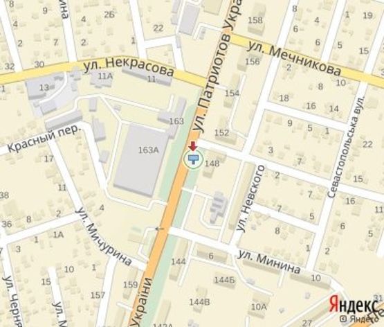 Схема рекламної площини за адресою Патриотов Украины. ул., 148