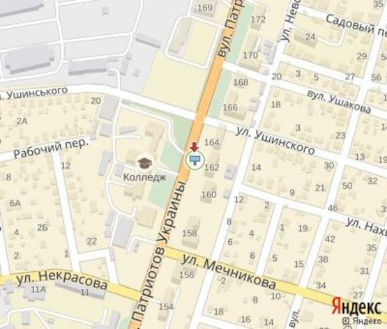 Схема рекламной плоскости по адресу Патриотов Украины. ул., 162