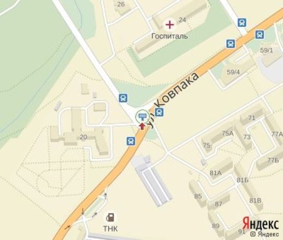 Схема рекламной плоскости по адресу Ковпака ул. - Веретеновка (200 м.к ТЦ и магазина"Дары моря")