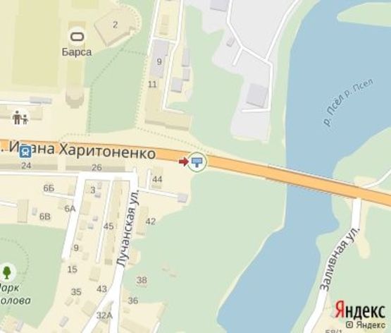 Схема рекламной плоскости по адресу Харитоненко ул. ( в районе моста) (600 м.до Эпицентра" и ТЦ" "Сумська торгова група")