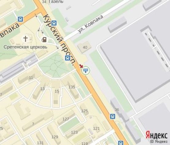 Схема рекламної площини за адресою Курский пр., (ост. Ковпака ул.) (напротив "Экомаркет",Боулинг Клуб "БильБоу")