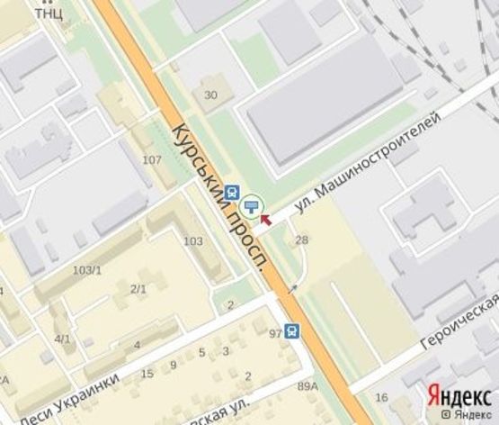 Схема рекламної площини за адресою Курский пр., (район АЗС «ANP»)