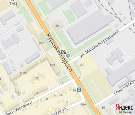 Схема рекламной плоскости по адресу Курский пр., (перед АЗС «ANP»)