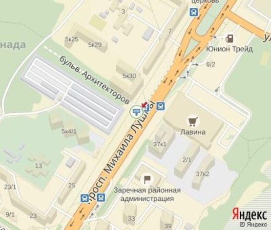 Схема рекламной плоскости по адресу Лушпы пр., (администрация)