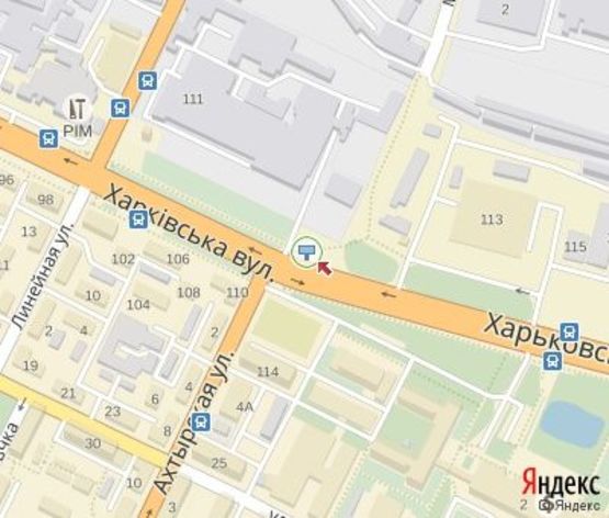 Схема рекламной плоскости по адресу Харьковская ул., район ДЕПО  в центр