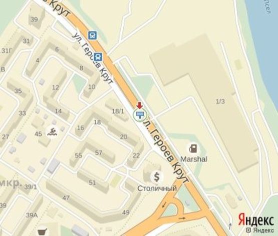 Схема рекламної площини за адресою Героев Крут ул., 22 (напротив "Эпицентра")