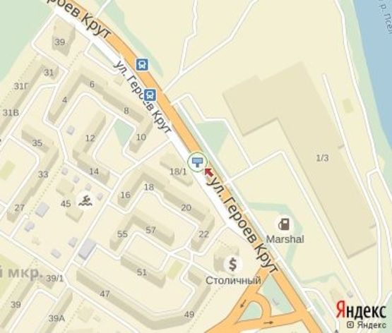 Схема рекламной плоскости по адресу Героев Крут ул., 22 (напротив "Эпицентра")