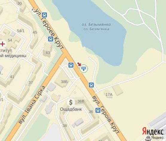 Схема рекламної площини за адресою Героев Крут ул., р-н м-на «ЭКОМАРКЕТ»