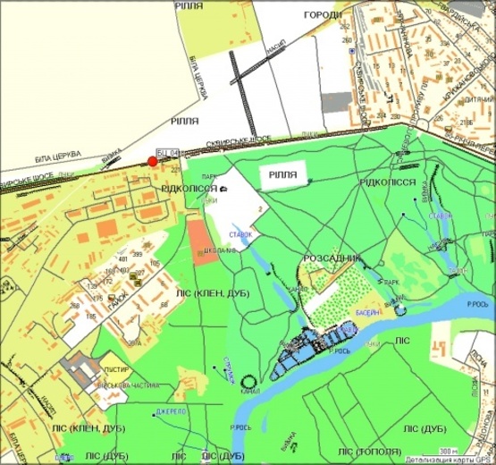 Схема рекламной плоскости по адресу ш. Сквирское, 272, напротив АЗС "WOG" /Область Киевская / Б. Церковь