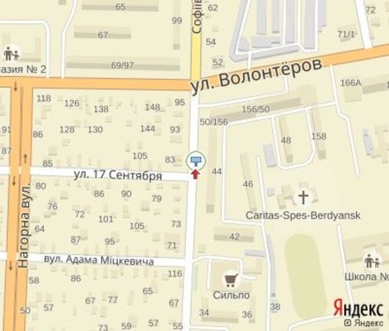 Схема рекламної площини за адресою Софиевская ул., 44 (100 м.от супермаркета "Сильпо")