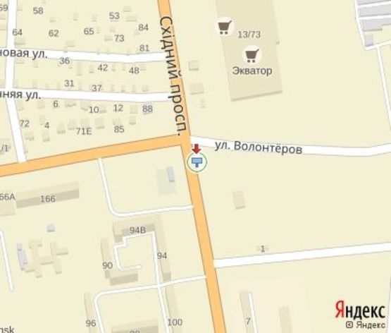 Схема рекламної площини за адресою Восточный пр.,  в р-не Военного городка №2