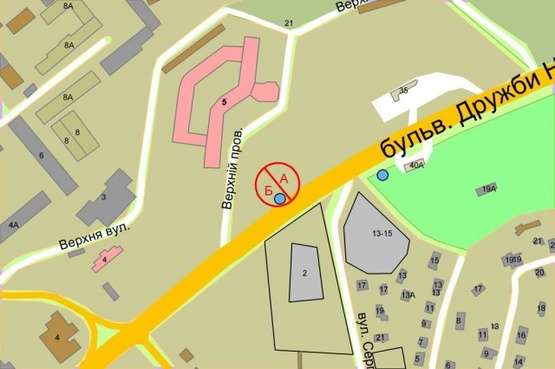 Схема рекламної площини за адресою Дружбы Народов бульвар (напрот. Струтинского)