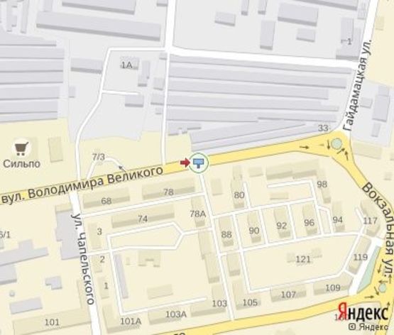 Схема рекламной плоскости по адресу Великого В. ул., (напротив АЗС "WOG")