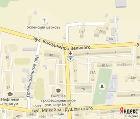 Схема рекламной плоскости по адресу Винниченка ул.,9. В центр(200 м.супермаркет и ресторан)