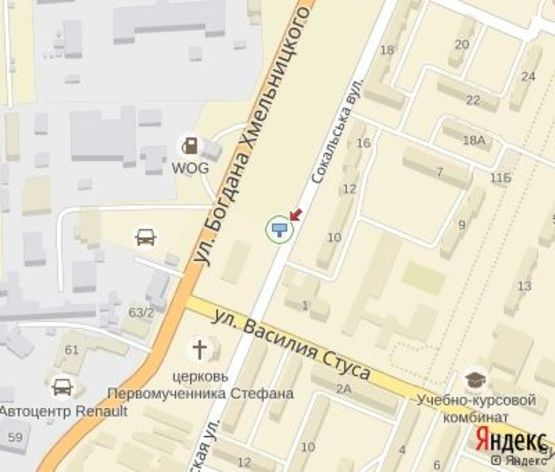 Схема рекламної площини за адресою Сокальская ул., (напротив мебельного магазина)