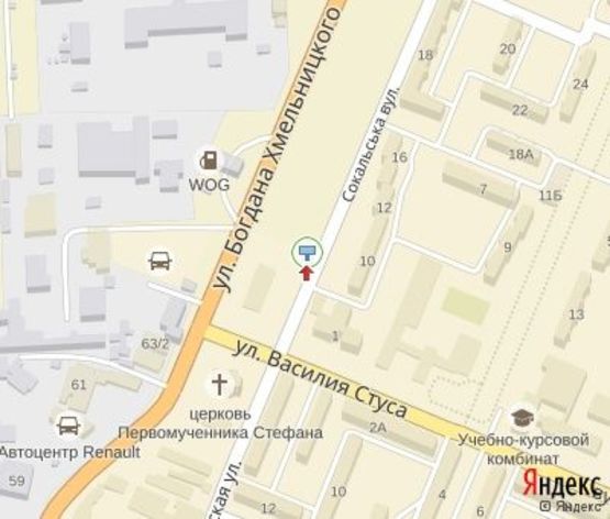 Схема рекламної площини за адресою Сокальская ул., (напротив мебельного магазина)