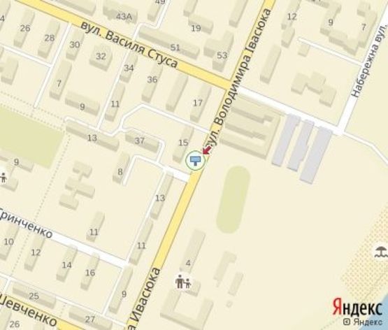 Схема рекламної площини за адресою Ивасюка ул., 15 (напротив стадиона)