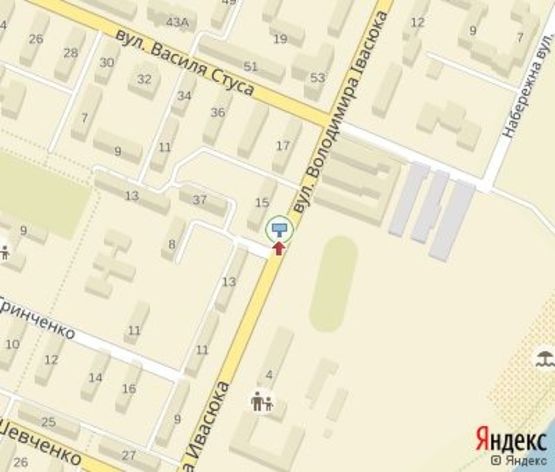 Схема рекламної площини за адресою Ивасюка ул., 15 (напротив стадиона)