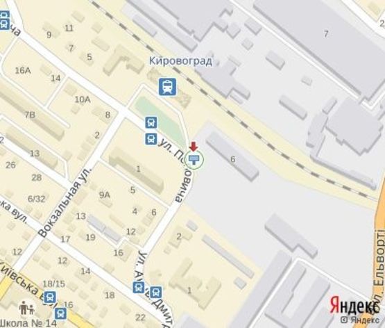 Схема рекламної площини за адресою Дмитрян ул.,3   (аптека, из  центра на  ж/д  вокзала)