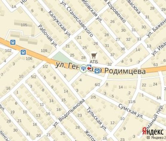 Схема рекламной плоскости по адресу Родимцева ул., (выезд из города в Кривой Рог, авторынок)