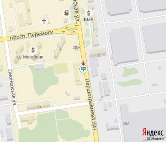 Схема рекламной плоскости по адресу Первомайская ул., (напротив ПТУ №7)