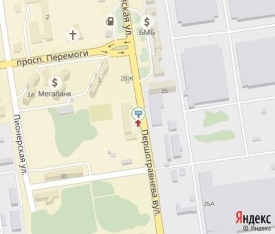 Схема рекламної площини за адресою Первомайская ул., (напротив ПТУ №7)