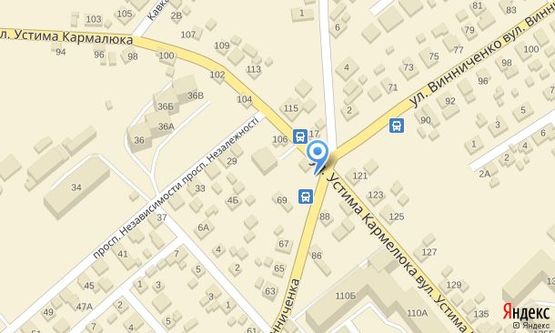 Схема рекламной плоскости по адресу на розі вулиць У. Кармелюка, 108 та В. Винниченка, лівий