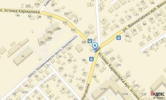 Схема рекламної площини за адресою на розі вулиць У. Кармелюка, 108 та В. Винниченка, правий