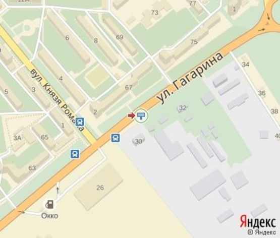 Схема рекламной плоскости по адресу Гагарина ул.,к Костромской ул.  (200 м. от  супермаркета "Novus",к АЗС "WOG","Укрнафта")