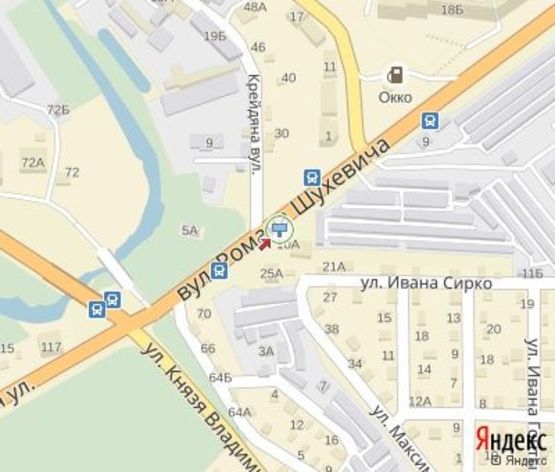 Схема рекламной плоскости по адресу Шухевича ул.- Крейдяная ул.(200 м.до АЗС "ОККО")