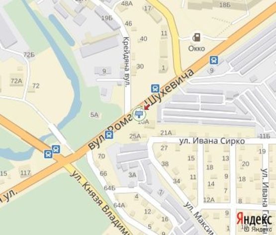 Схема рекламної площини за адресою Шухевича ул.,-Крейдяная ул. в центр.