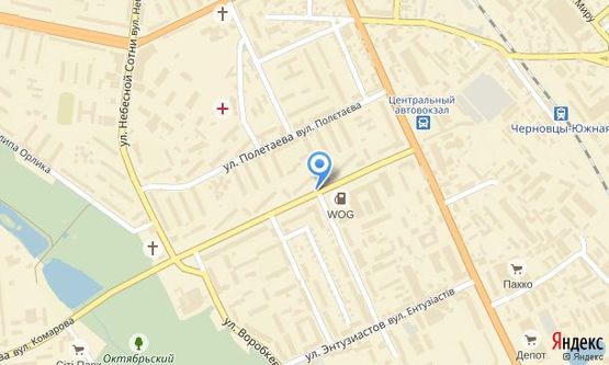 Схема рекламной плоскости по адресу вул. Комарова, 10 / пров. Ентузіастів ("WOG")