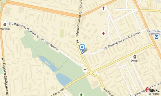 Схема рекламної площини за адресою вул. Небесної сотні, 28 / вул. Полєтаєва (перехрестя)