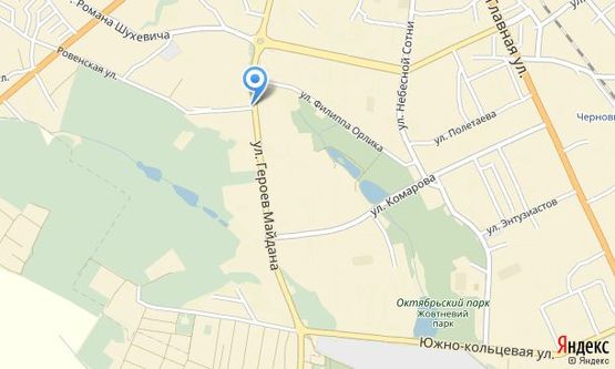 Схема рекламної площини за адресою на розі вулиць Героїв Майдану та Рівненської