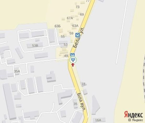 Схема рекламной плоскости по адресу Белая ул., (хлебокомбинат) из центра к ул.Млыновская