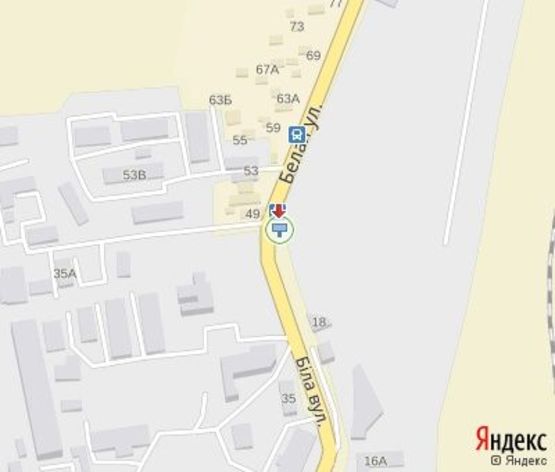 Схема рекламной плоскости по адресу Белая ул., (хлебокомбинат) в центр