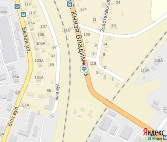 Схема рекламной плоскости по адресу Князя Володимира ул., (путепровод) в центр